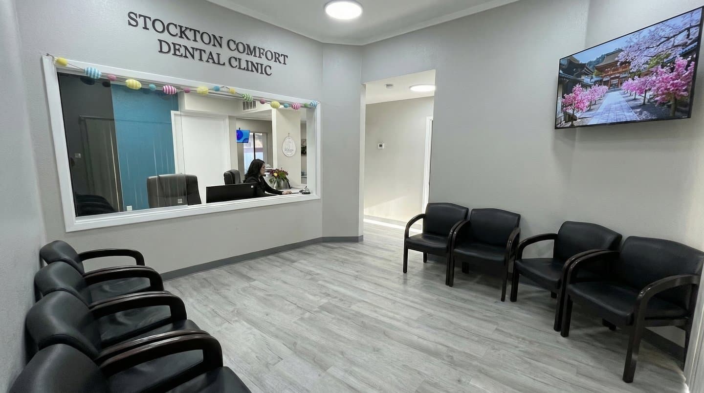 Reception and front desk at Stockton Comfort Dental Clinic