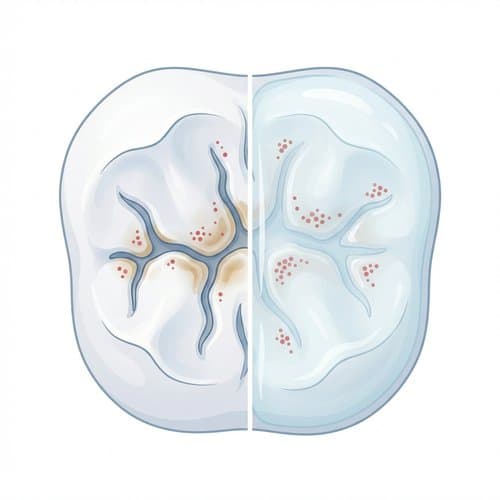 Illustration of a protective fluoride-style coating applied to the tooth surface