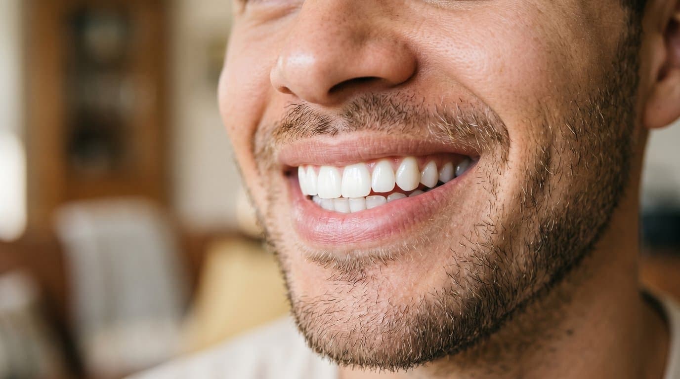 Natural-looking smile with bright, even teeth suited to cosmetic veneer treatment